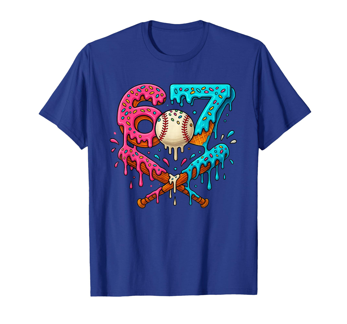 Funny 67 Ice Cream Drip Baseball Meme – Six Seven Gen Alpha. T-Shirt