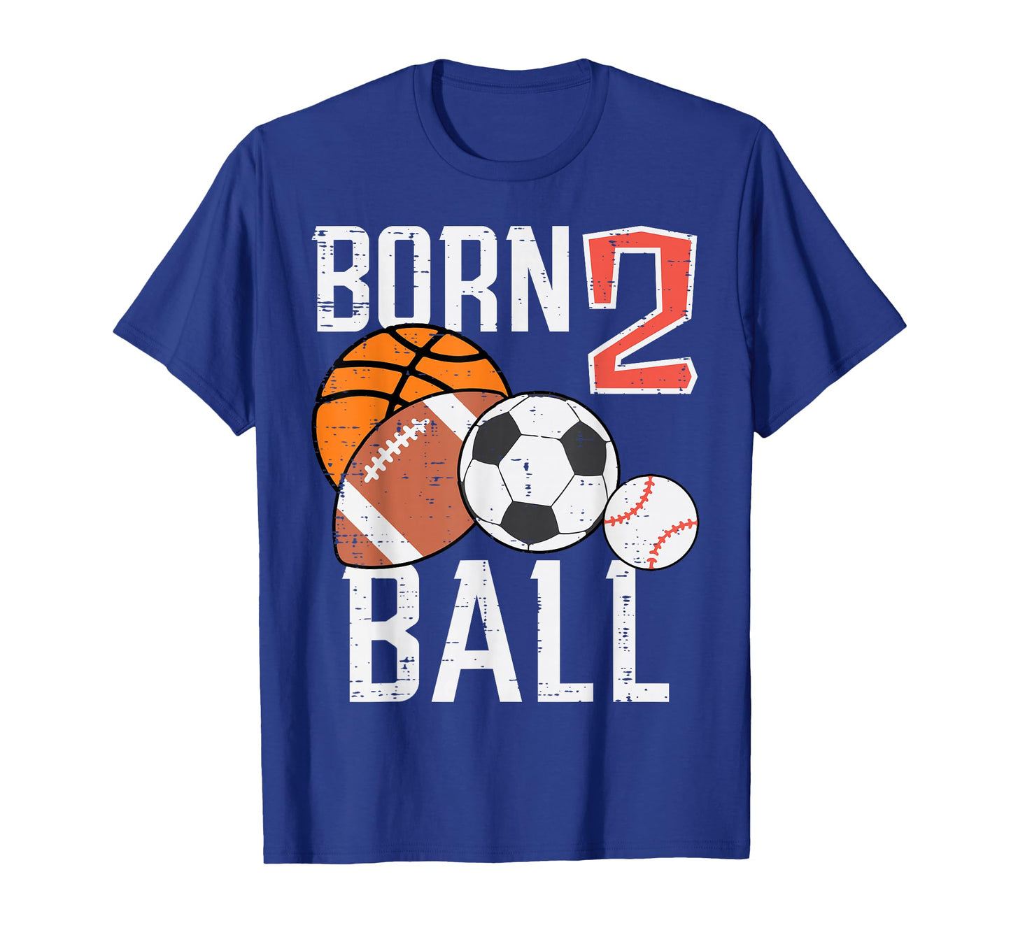 Born Basketball Football 2nd Birthday Toddler Boy Kid T-Shirt