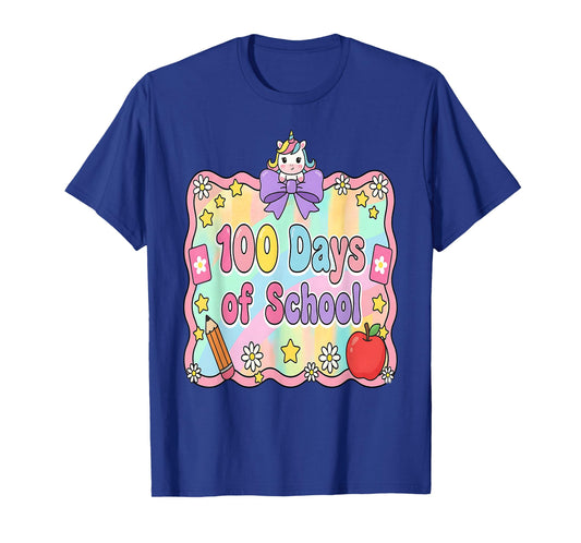 100 Days of School Girls Unicorn 100th Day of School Kids T-Shirt