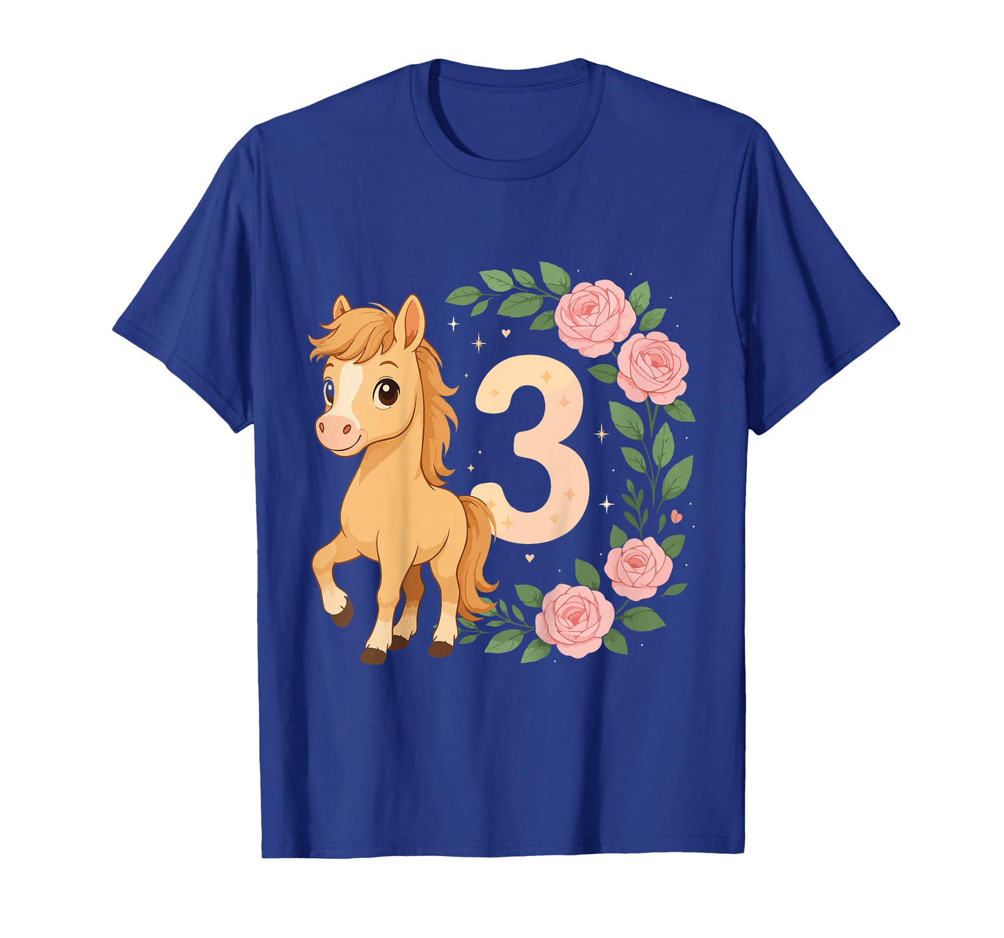3rd Birthday Girl Pony Horse Flowers 3 Years Old T-Shirt
