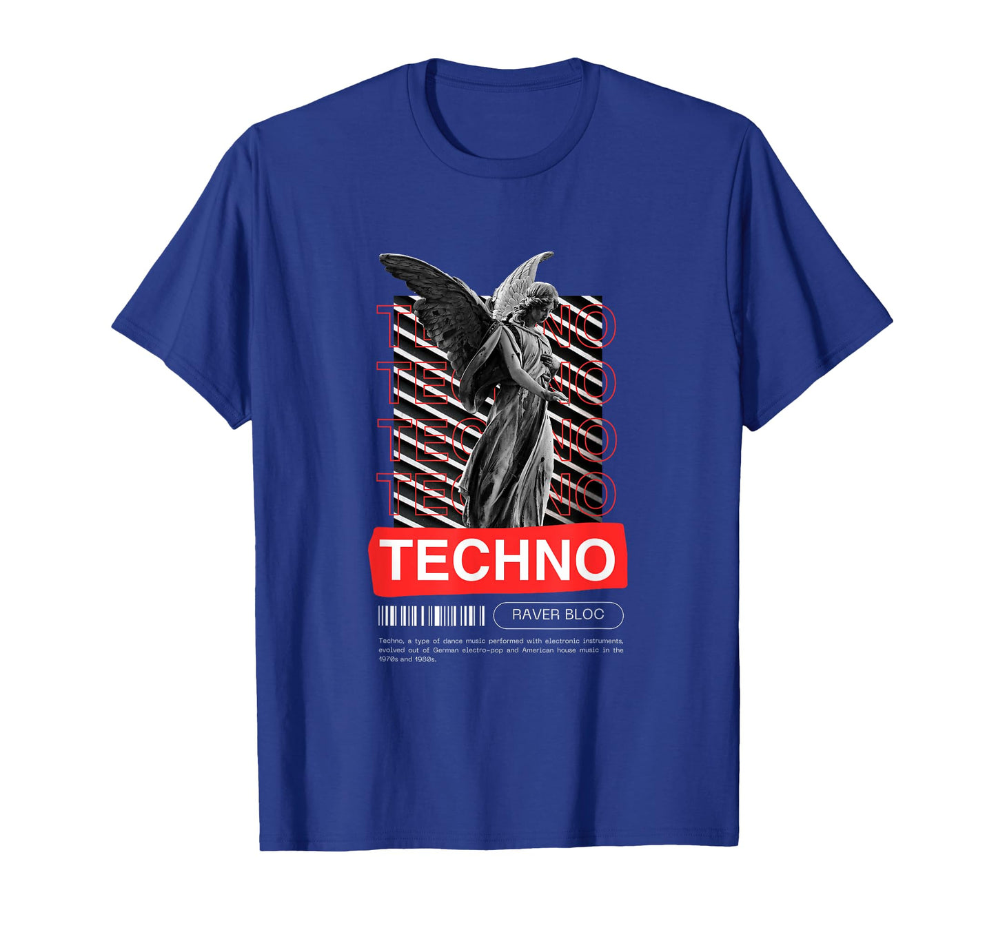 Raver Bloc Techno Angel EDM Raver Design Unisex-Adults Black Small Crew Neck Short Sleeve T-Shirt