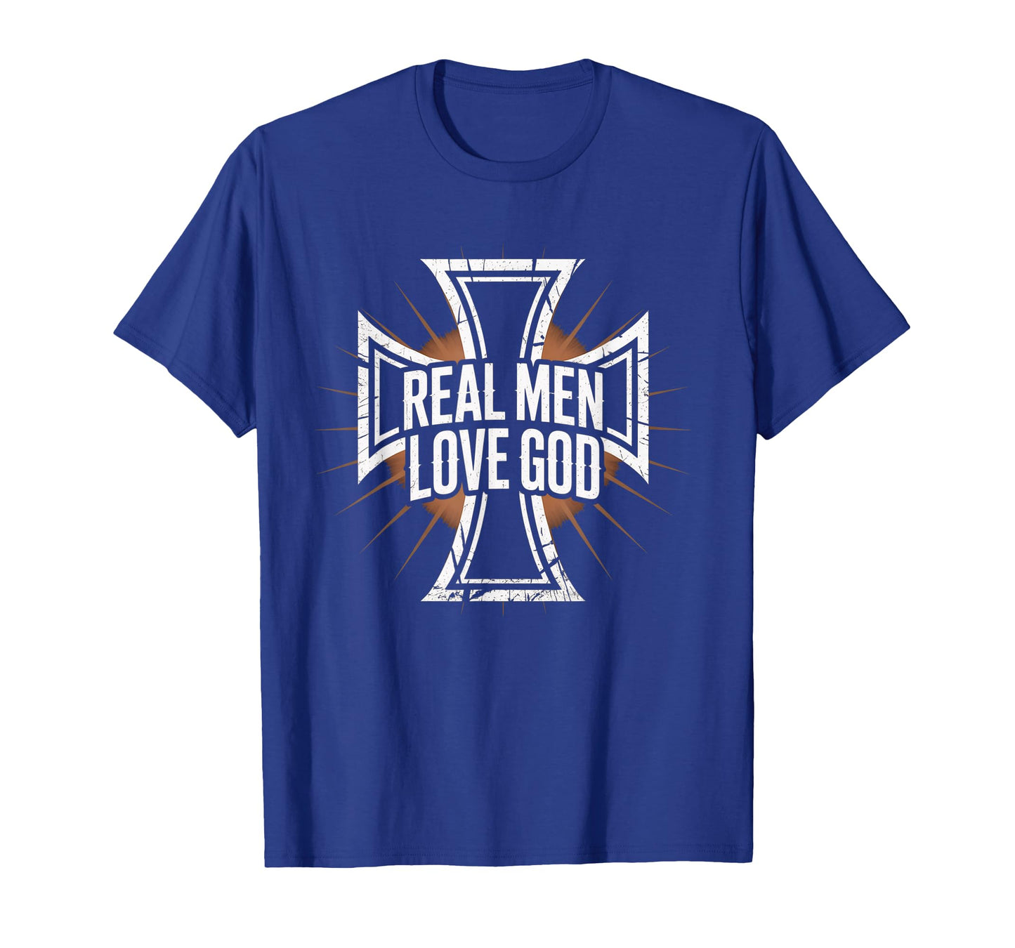 Retro Christian Cross Real Men Love God Design Joshua 24:15 T-Shirt