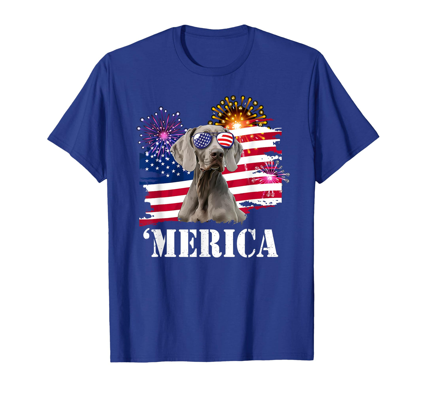 USA Flag 4th of July Merican Weimaraner Lover T-Shirt for Women Kids Men