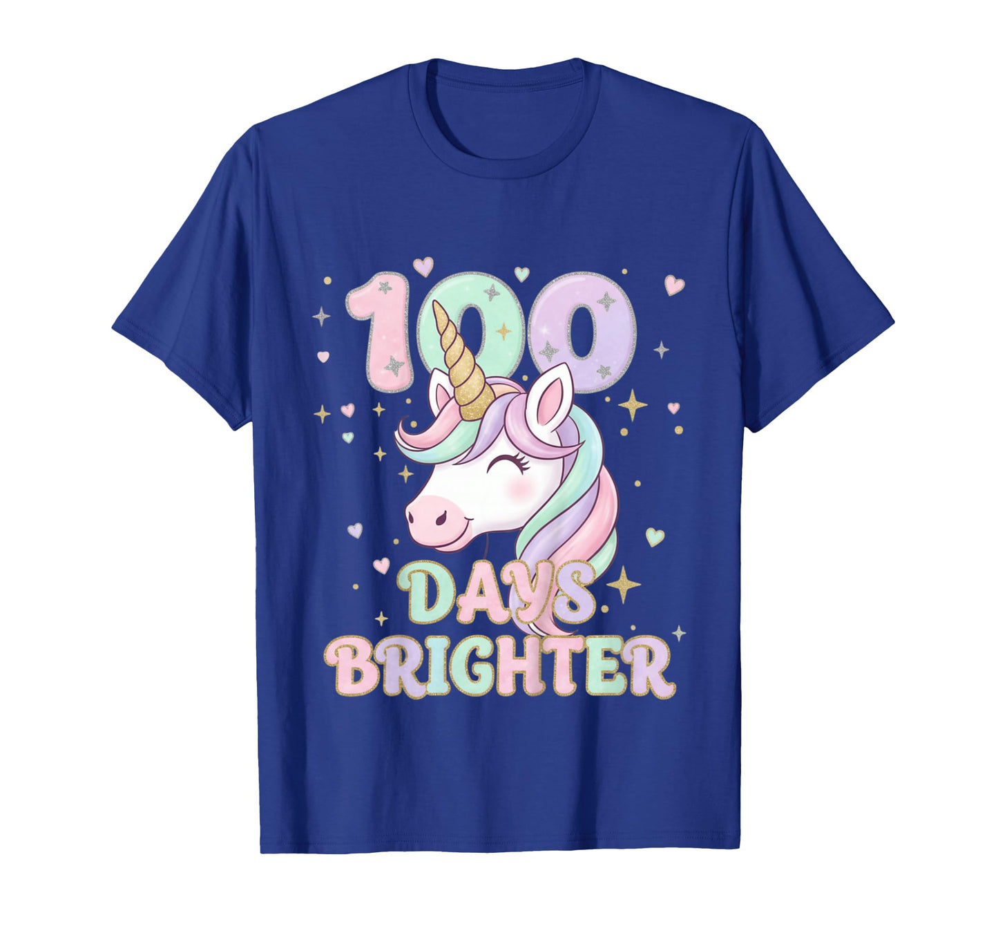 100 Days of School Unicorn 100 Days Brighter T-Shirt