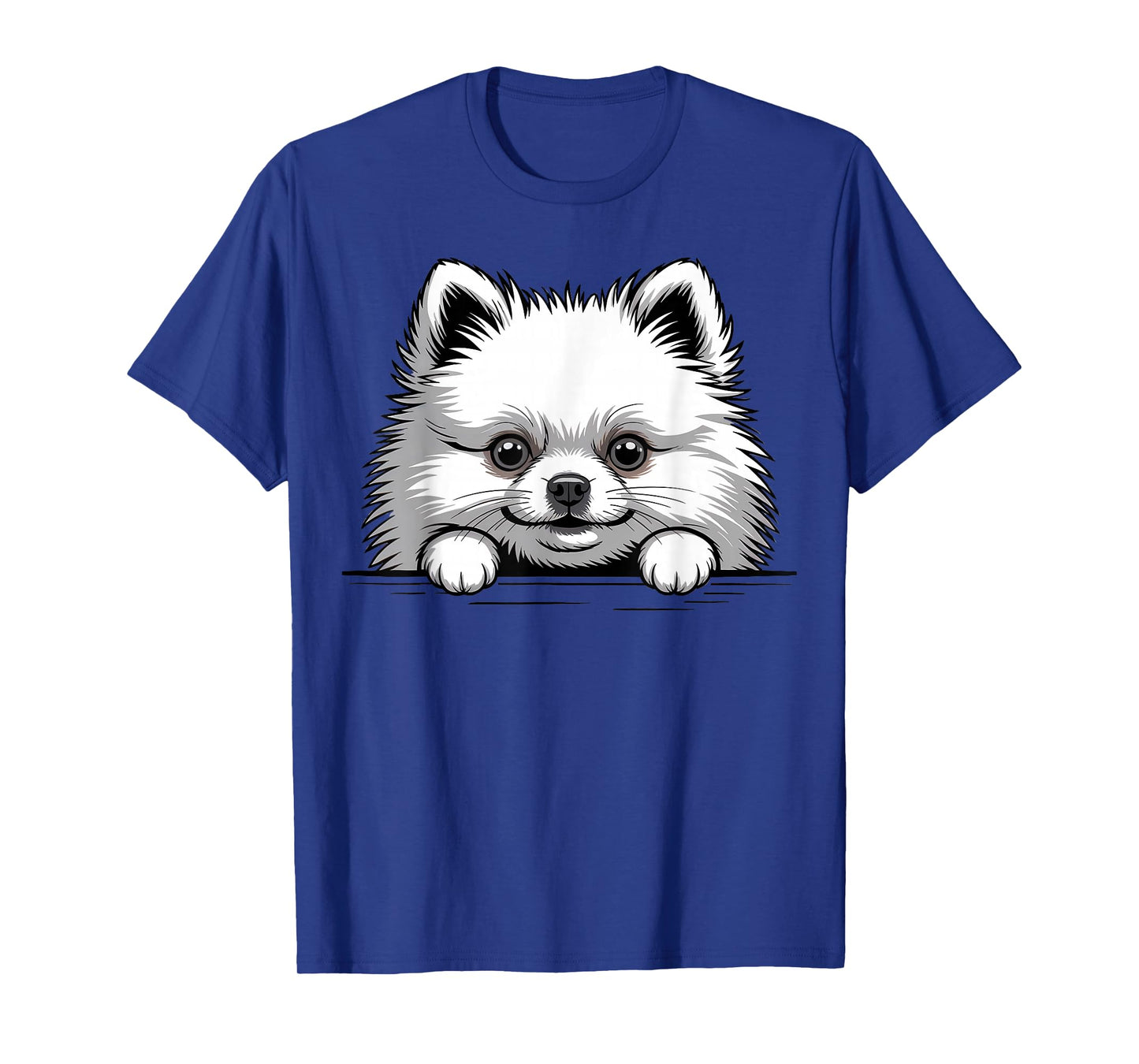 White Pomeranian Funny Peeking Pocket Puppy Dog Lover T-Shirt