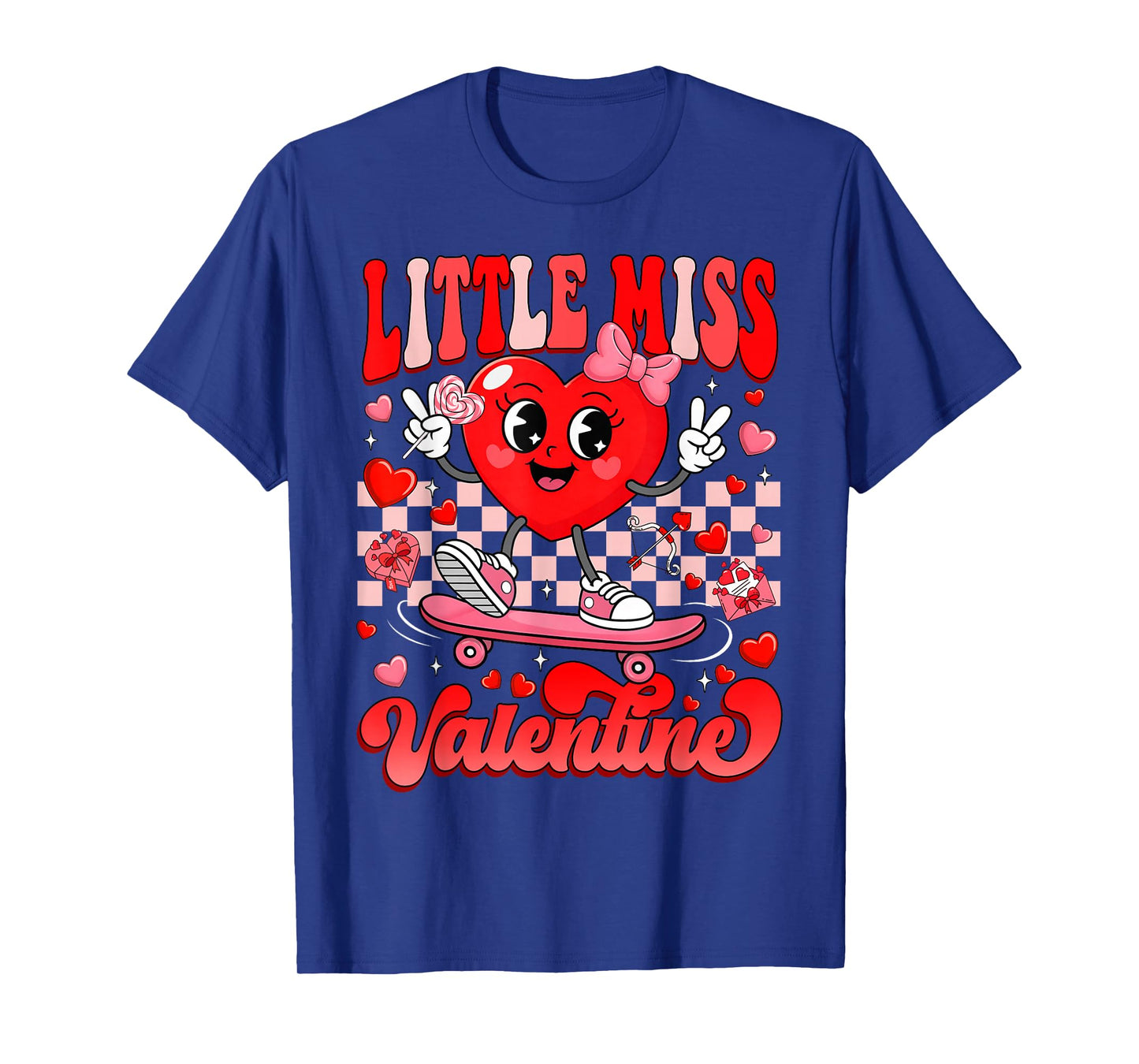 Groovy Little Miss Valentine Cute Candy Heart Women Girl Kid T-Shirt