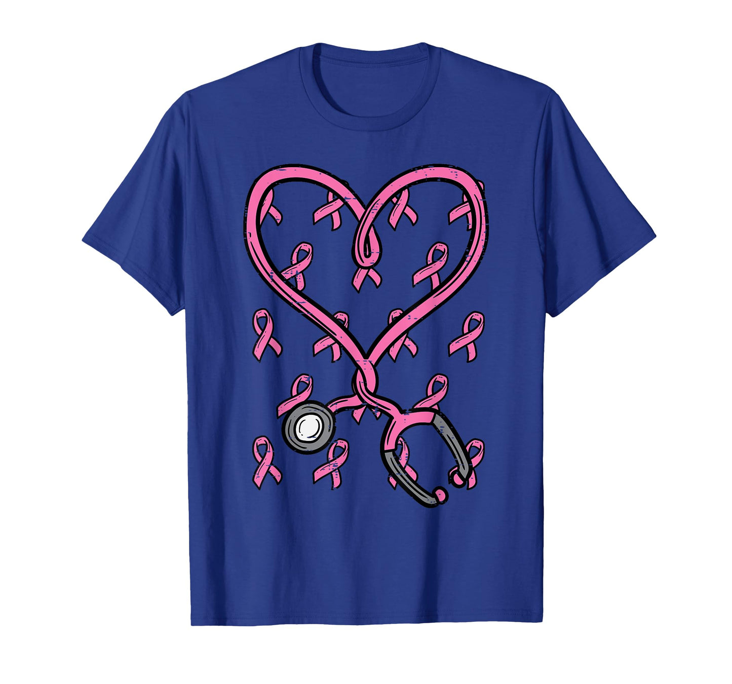 Pink Stethoscope Nurse Scrub Breast Cancer Awareness Women T-Shirt
