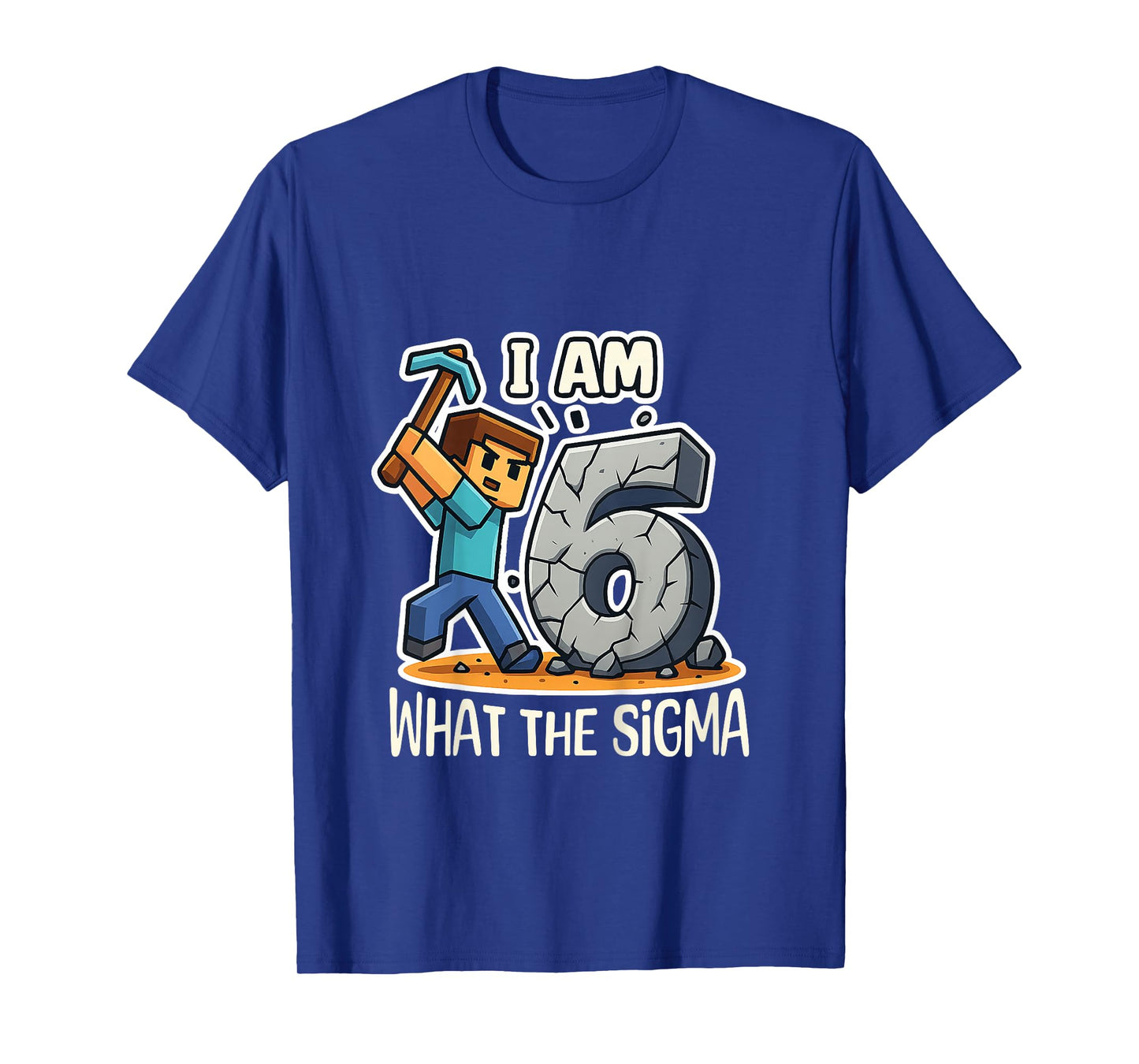 Kids 6 Years Old Sigma Pixel Art Mining Gamer Birthday T-Shirt