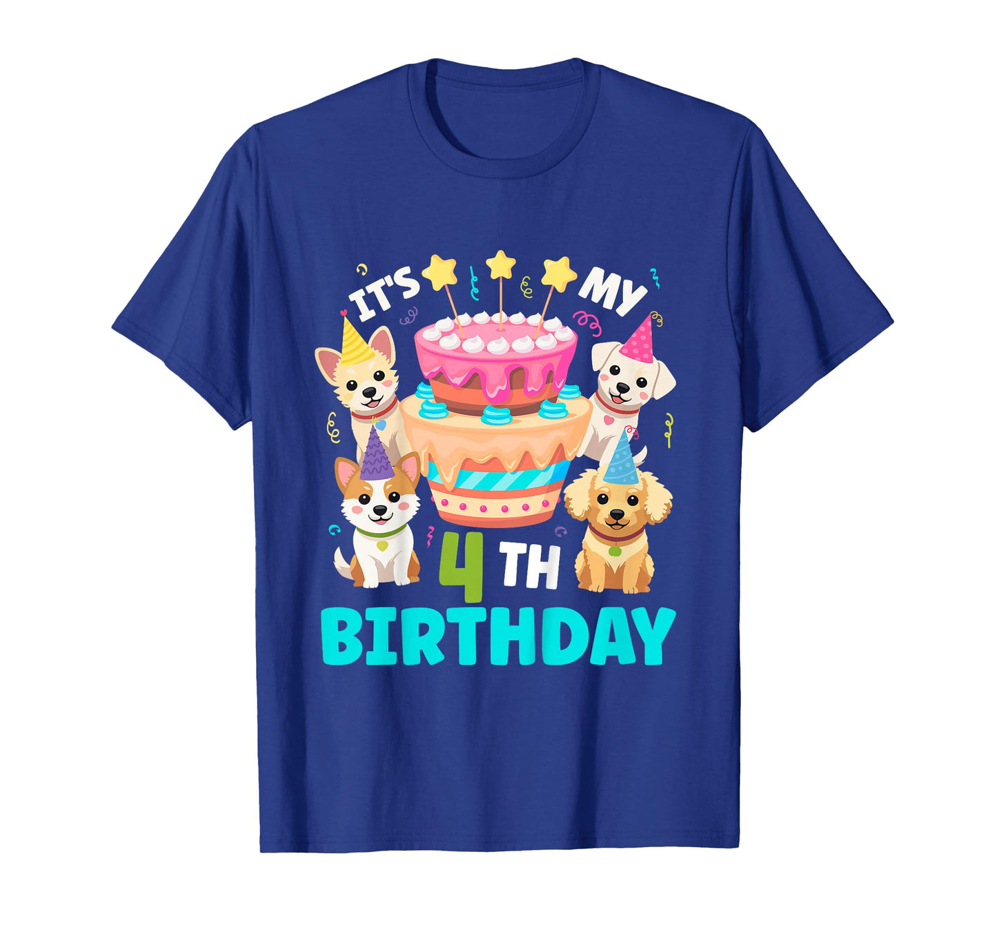 4th Dog Birthday Party Four Year Old Puppy Birthday T-Shirt