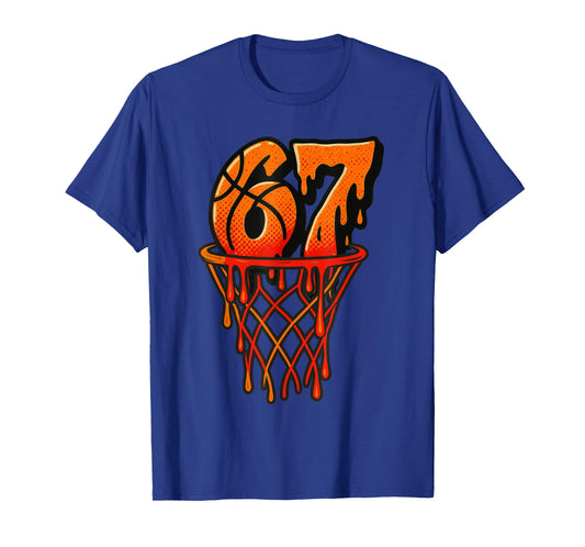 Gen Alpha Slang Kids 67 Basketball Ice Cream Drip Six Seven T-Shirt
