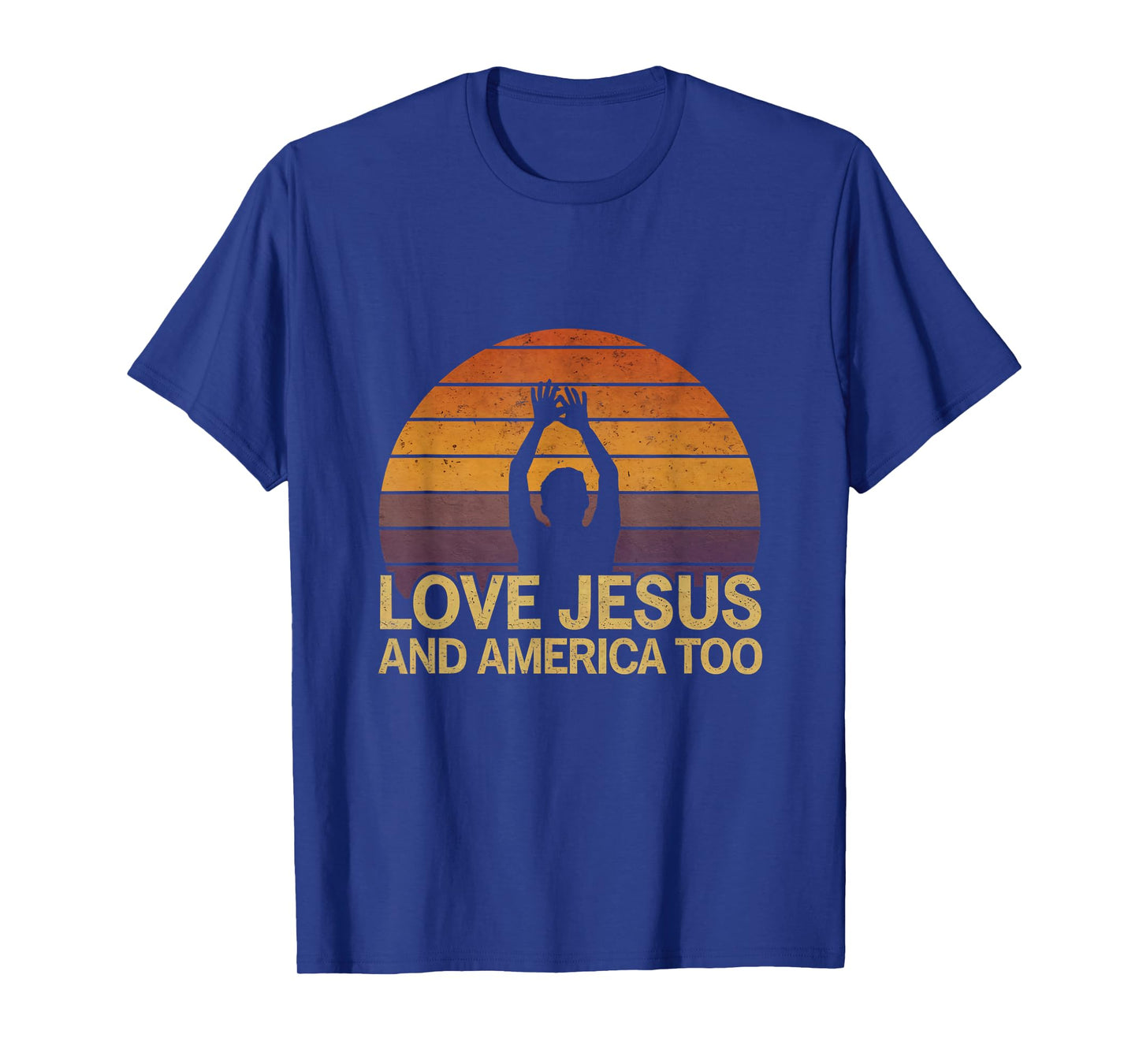 Love Jesus and America Too Christian Patriotic Faith Retro T-Shirt