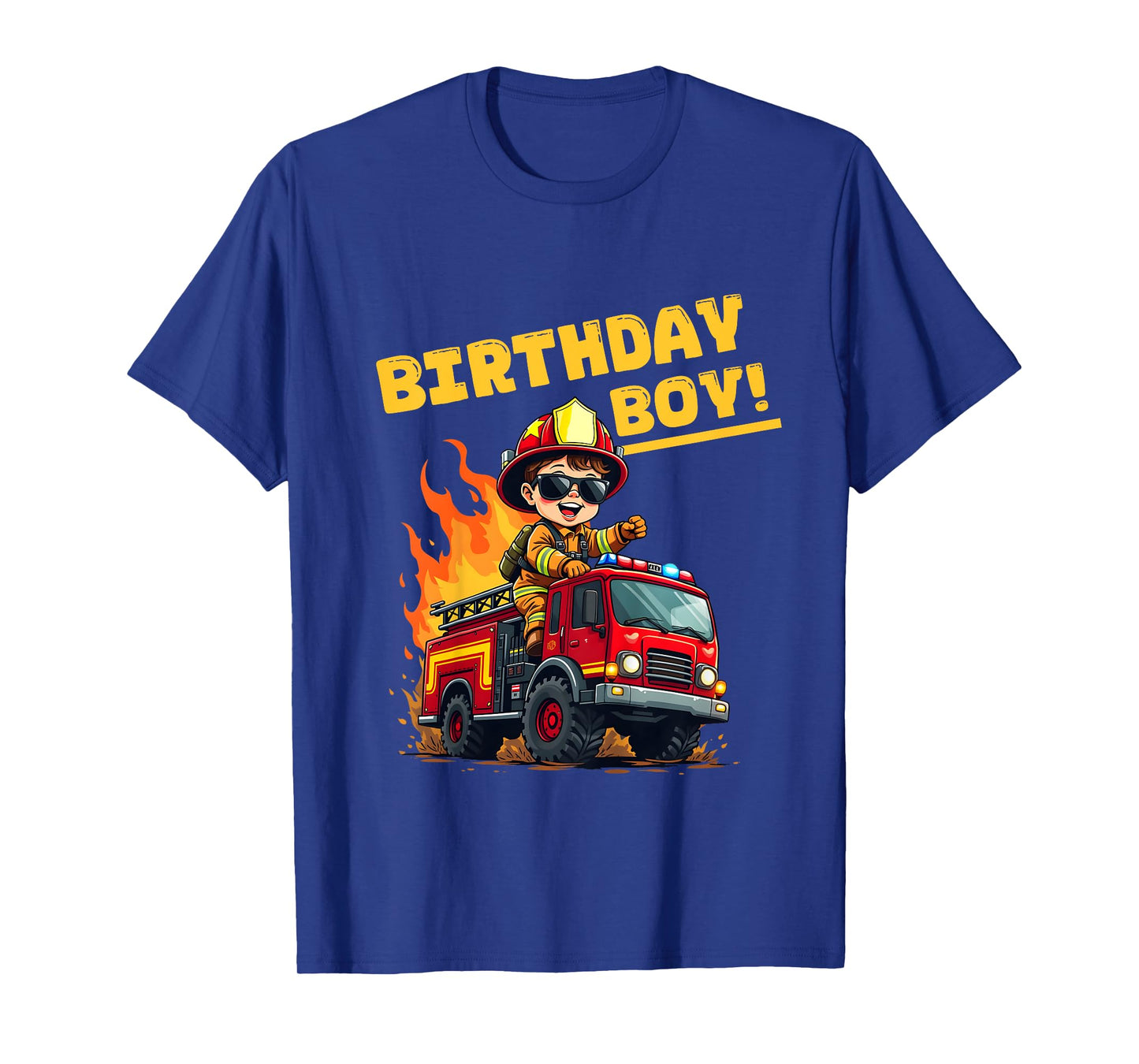 Kids Boys Birthday Fire Truck Firefighter Toddler Bday Party fun T-Shirt