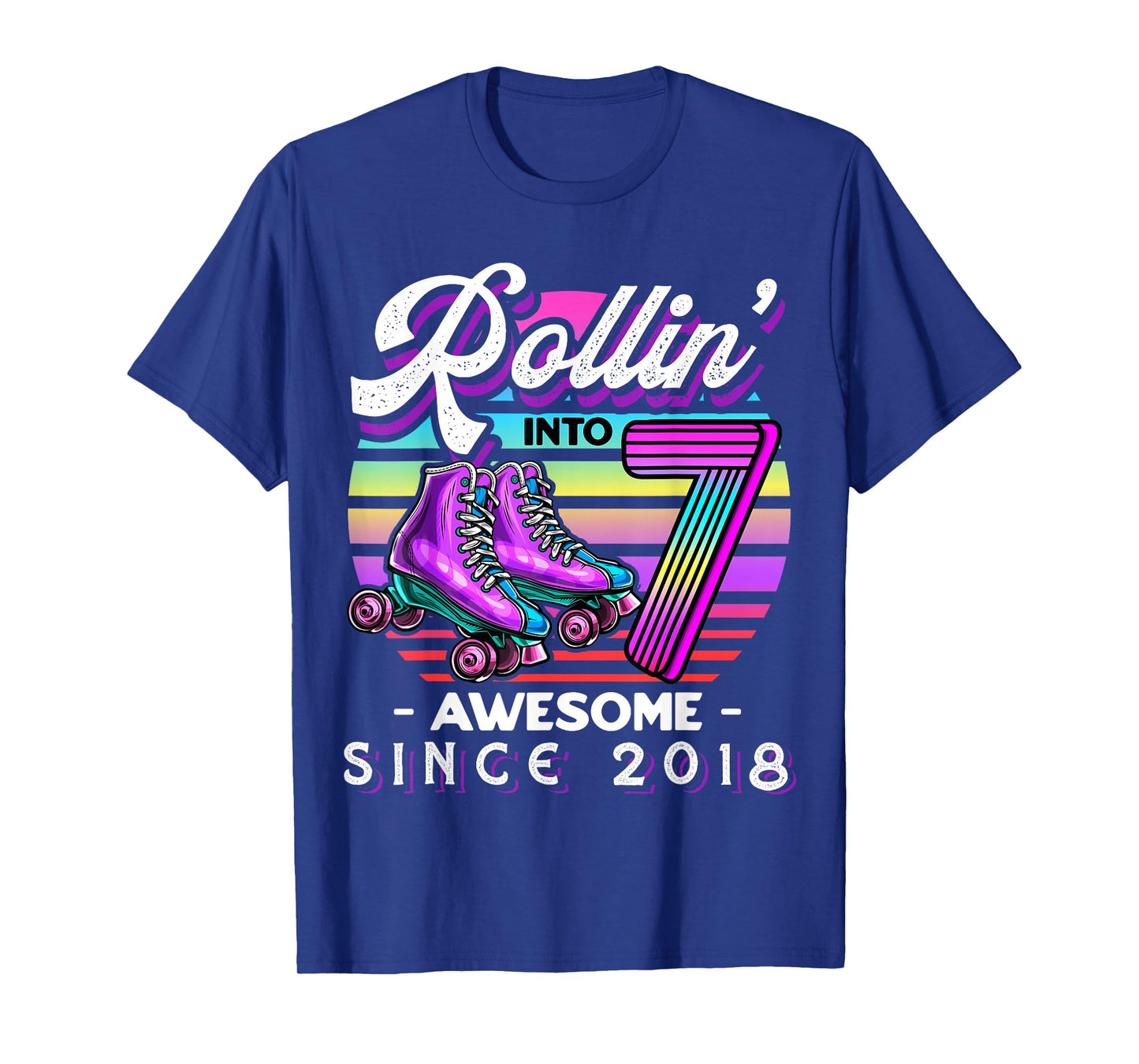 Birthday Roller Skating 7th Girls Rollin into 7 Skate Party T-Shirt