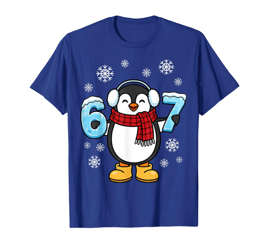 Cute Penguin Ice Number 67 Winter Scarf Earmuffs T-Shirt