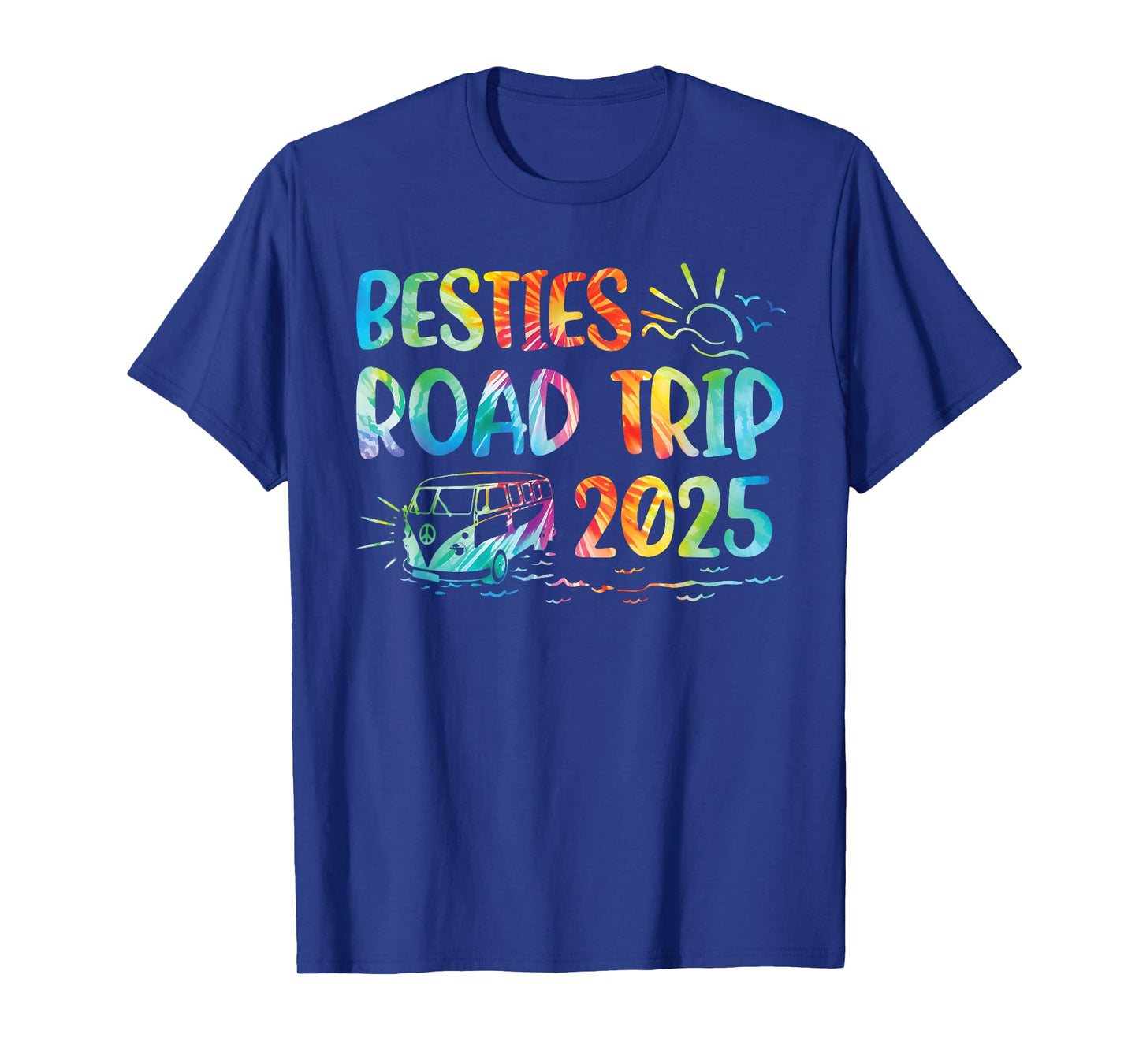 Besties Road Trip 2025 Tie Dye Vacation Adventure Camping T-Shirt
