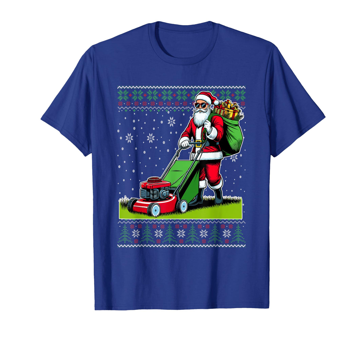 Christmas Santa Claus Mowing Lawn Ugly Christmas Sweater T-Shirt