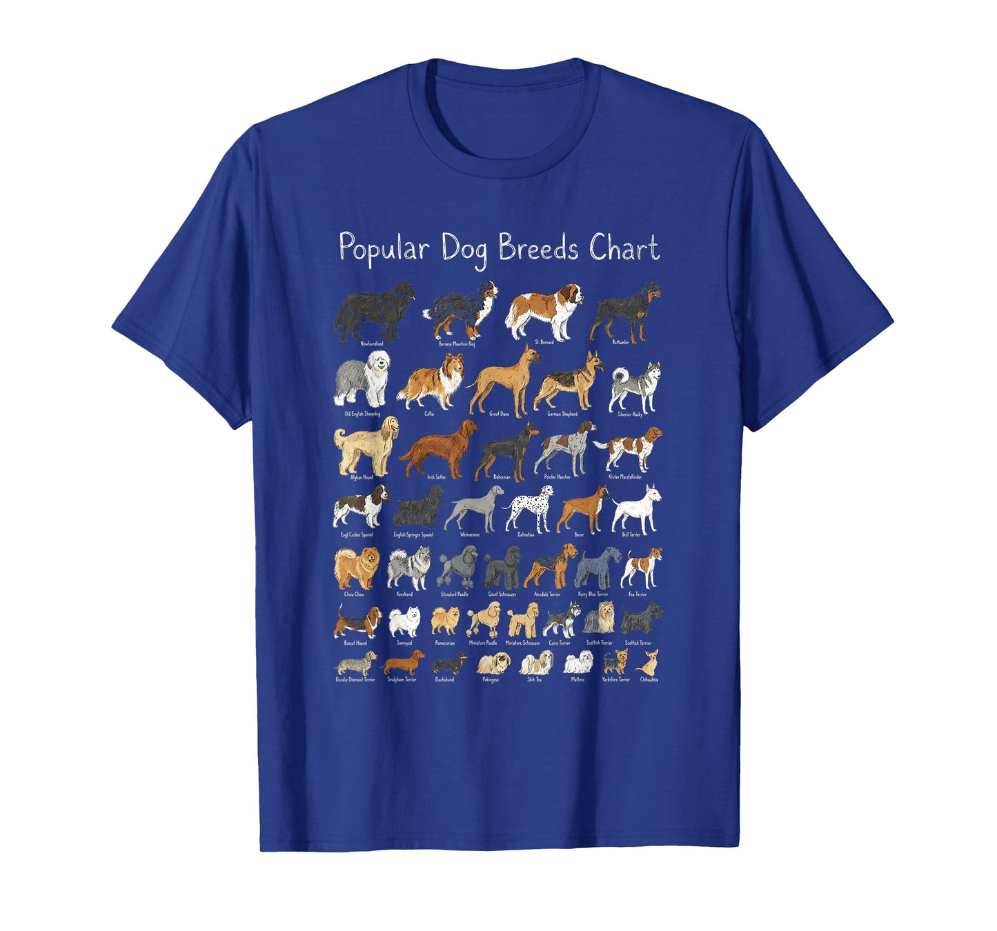 Popular Dog Breeds Chart Educational Diagram T-Shirt