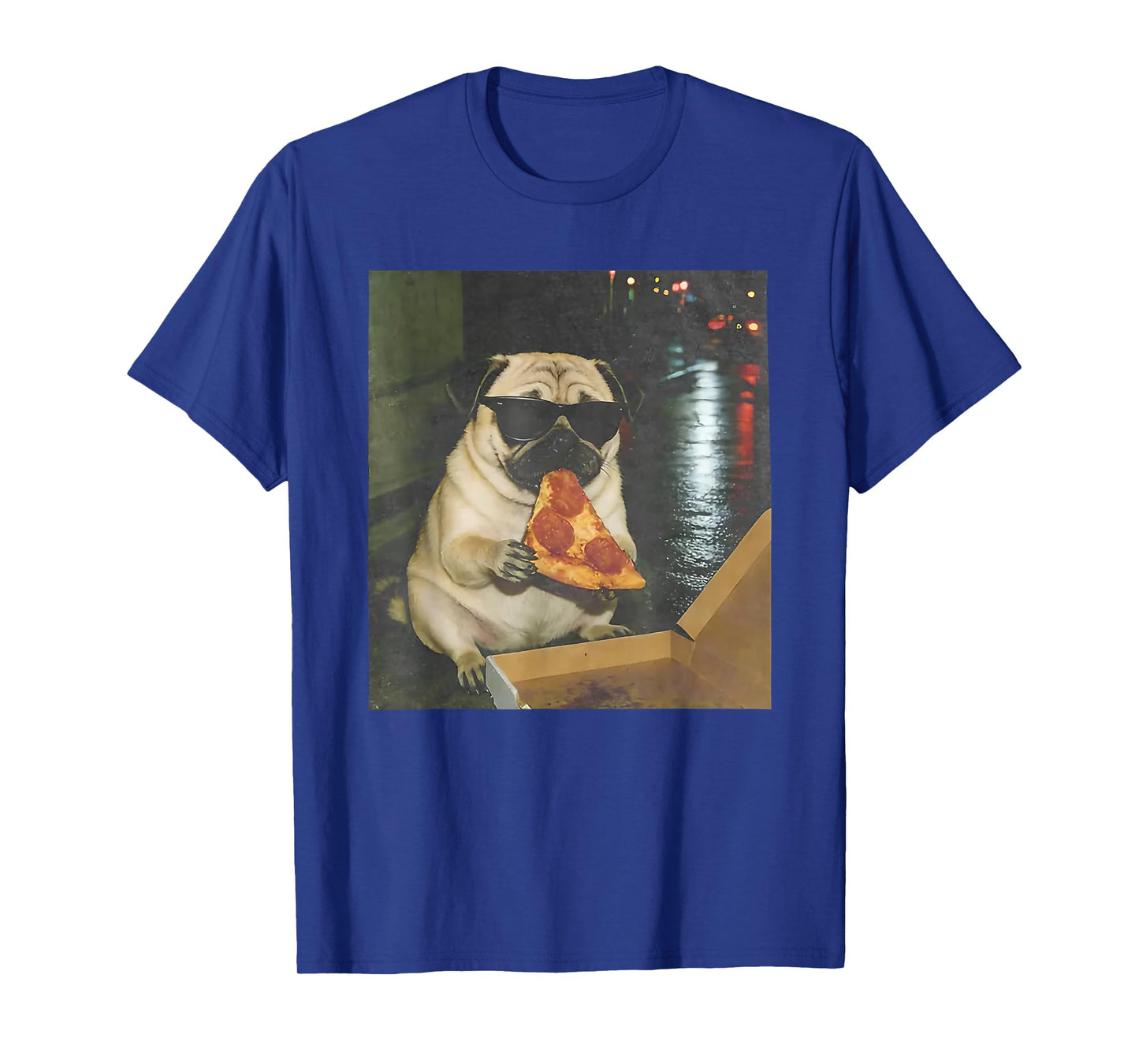 Pug Dog Eating Pizza Funny Pug Meme T-Shirt