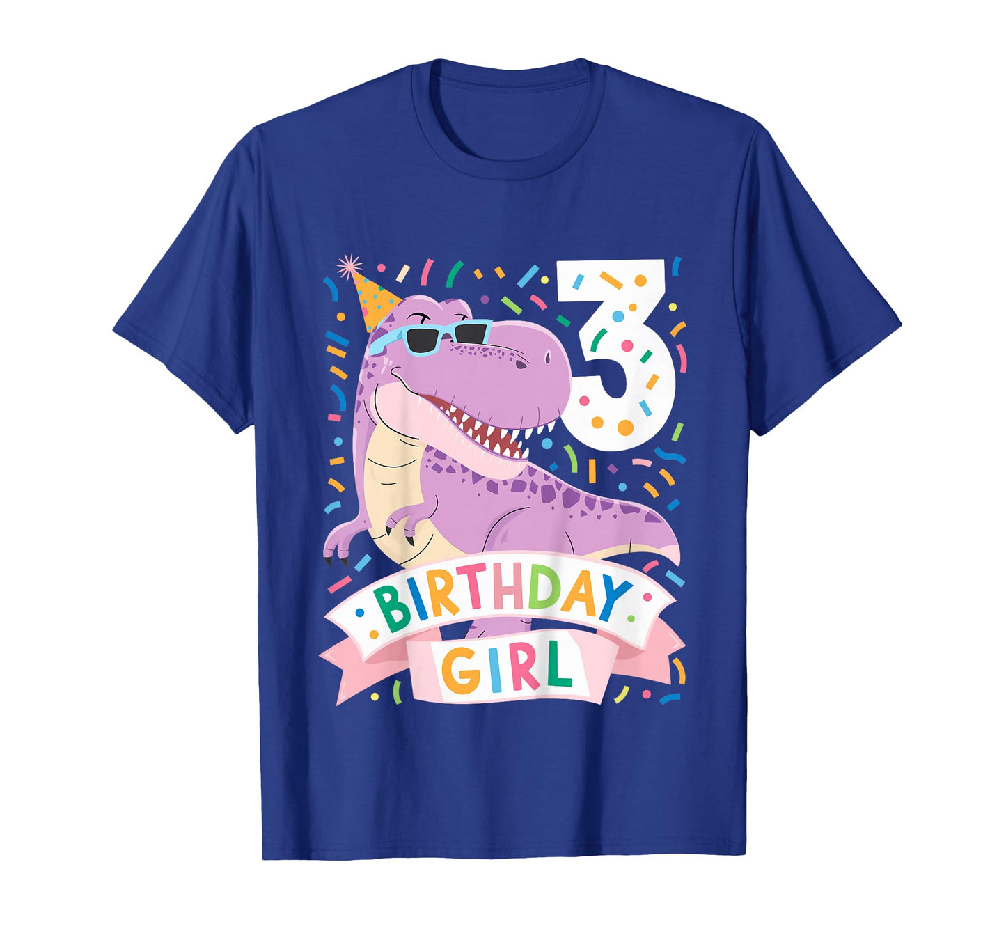 Kids 3 Year Old T Rex Dinosaur 3nd Birthday Girl T-Shirt