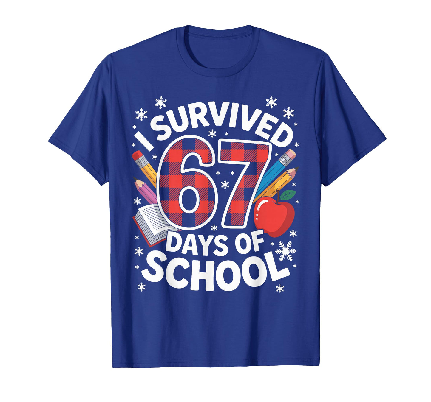 I Survived 67 Days of School Students Plaid Funny Six Seven T-Shirt
