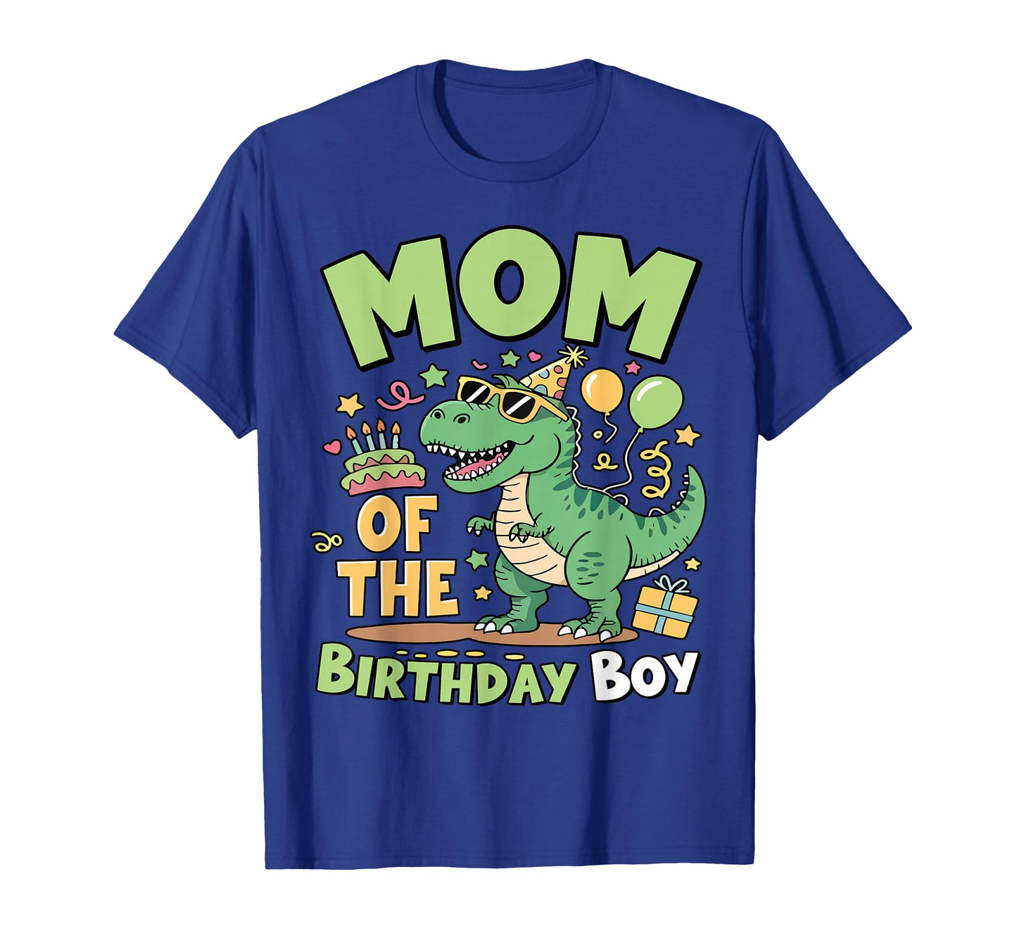 Mom of The Birthday Boy T Rex Dinosaur Family Party Womens T-Shirt