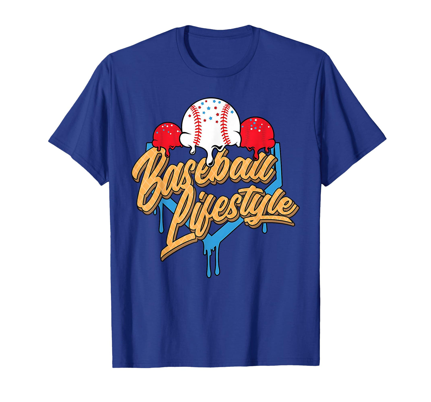 Baseball Lifestyle Home Plate Ice Cream Drip Men Boys Youth T-Shirt