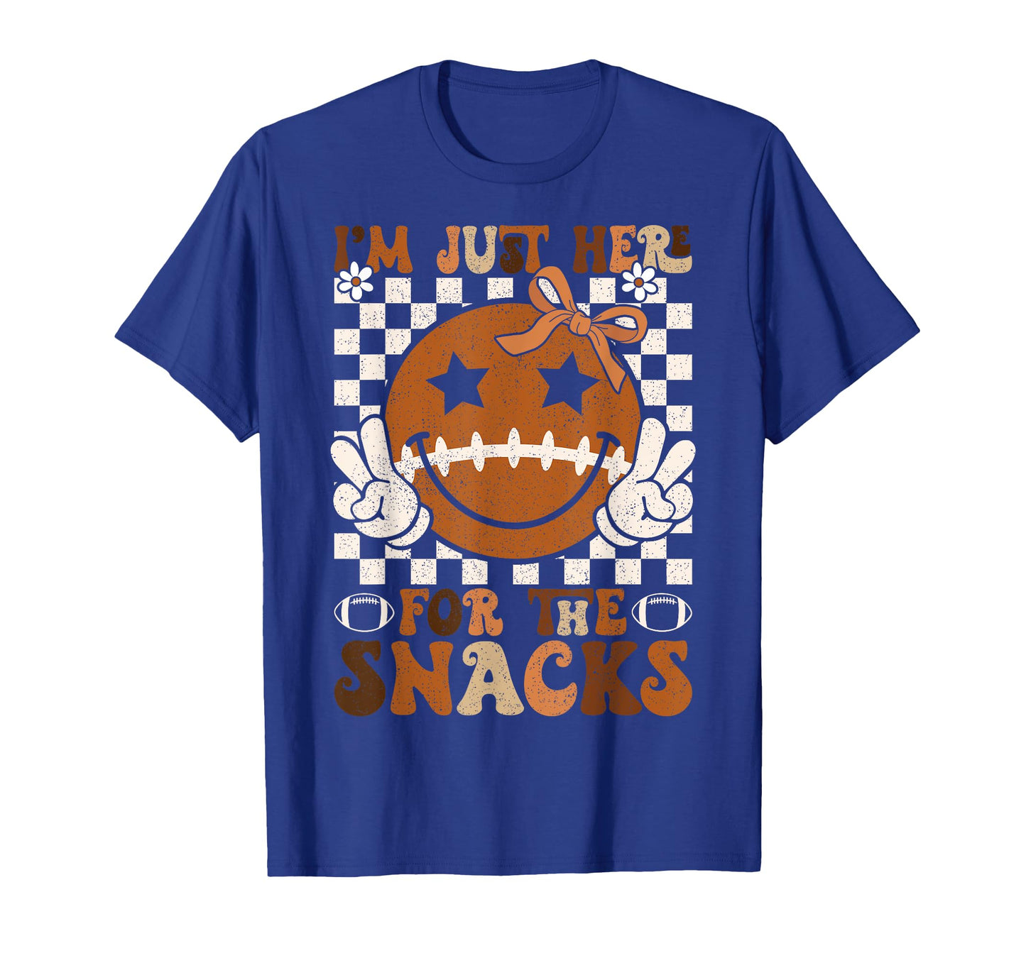 I'm Just Here for The Snacks Football Retro Game Day Girls T-Shirt