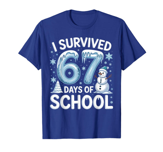 I Survived 67 Days of School Christmas Candy Cane Six Seven T-Shirt