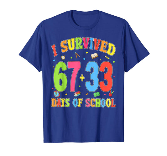 I Survived 67 + 33 Days of School 100th Day of School Kids T-Shirt