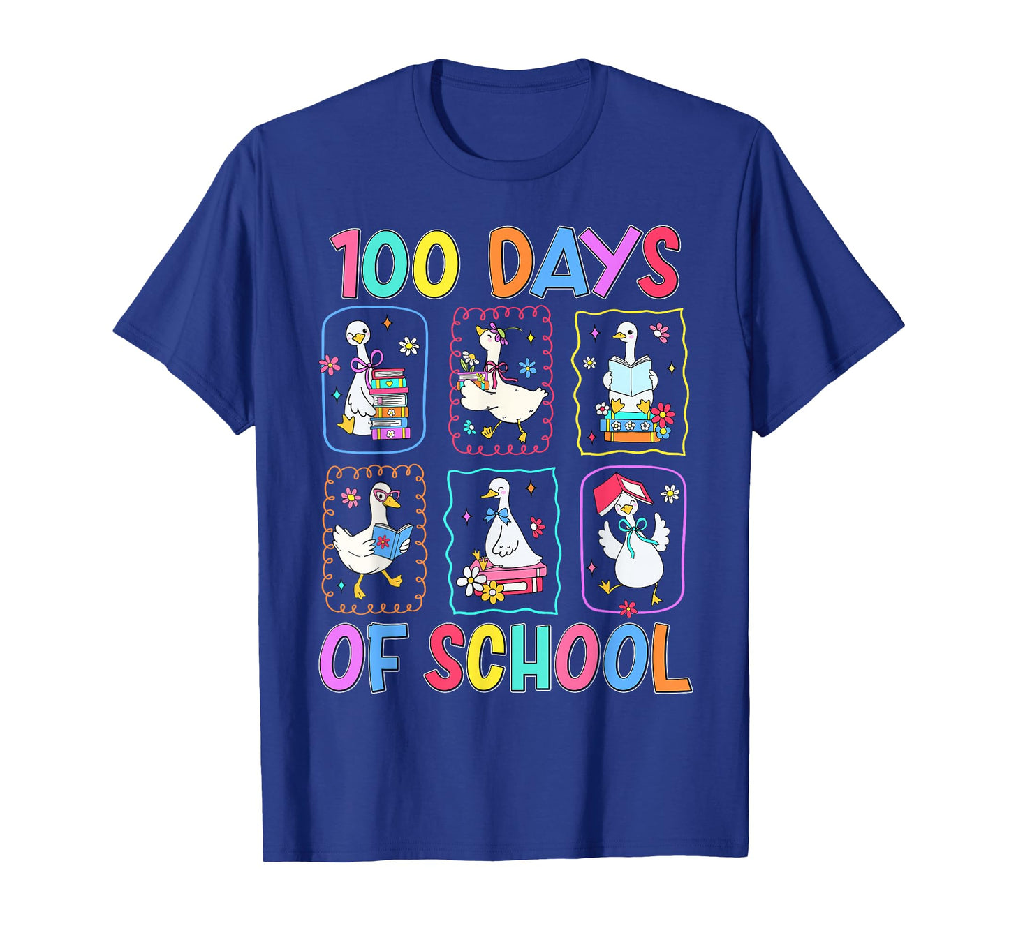 100 Days of School 100th Day Funny Goose Boys Girls Kids T-Shirt