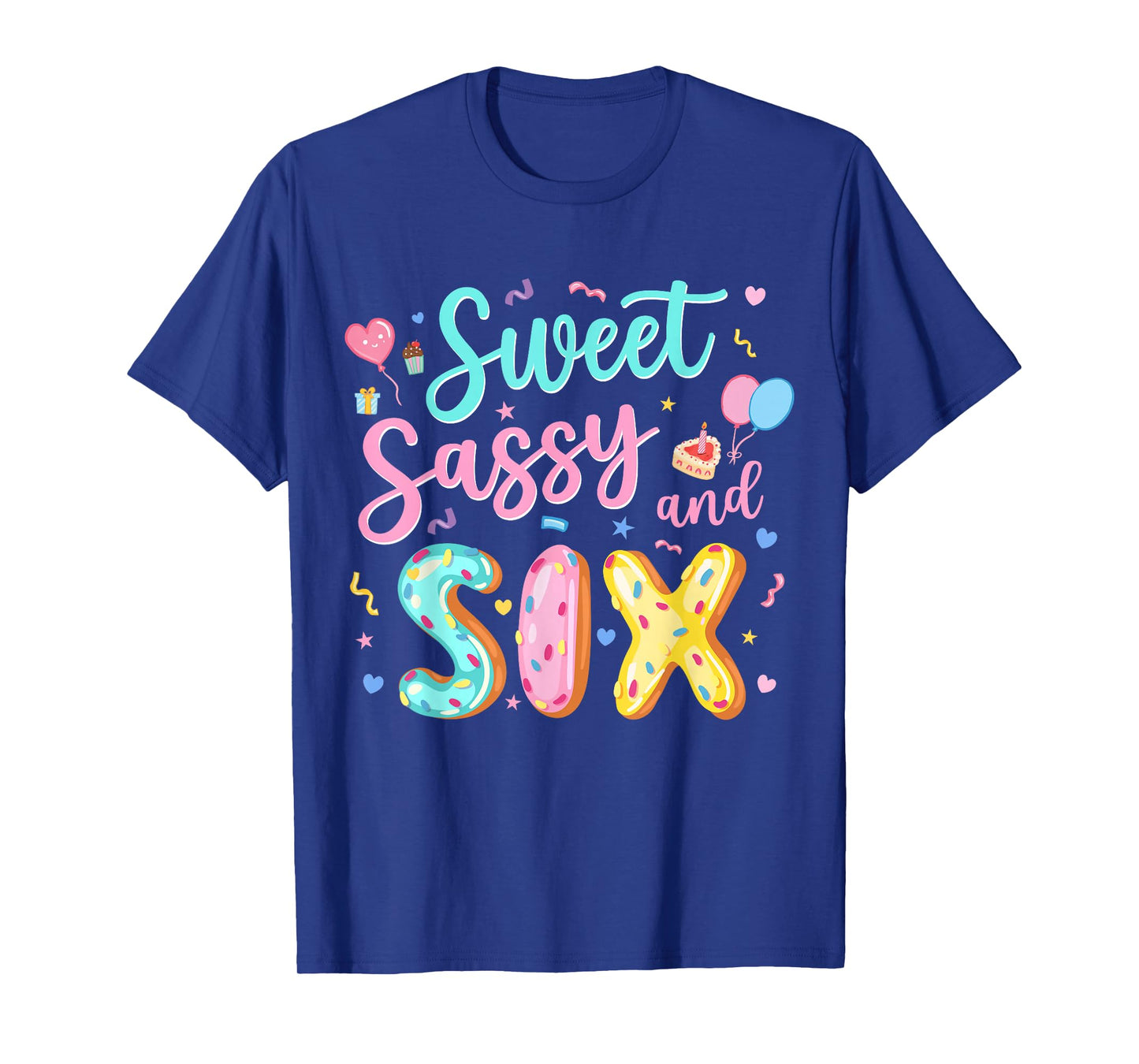 6Th Birthday Girl Sweet Sassy And Six Donut 6 Year Old Kids T-Shirt