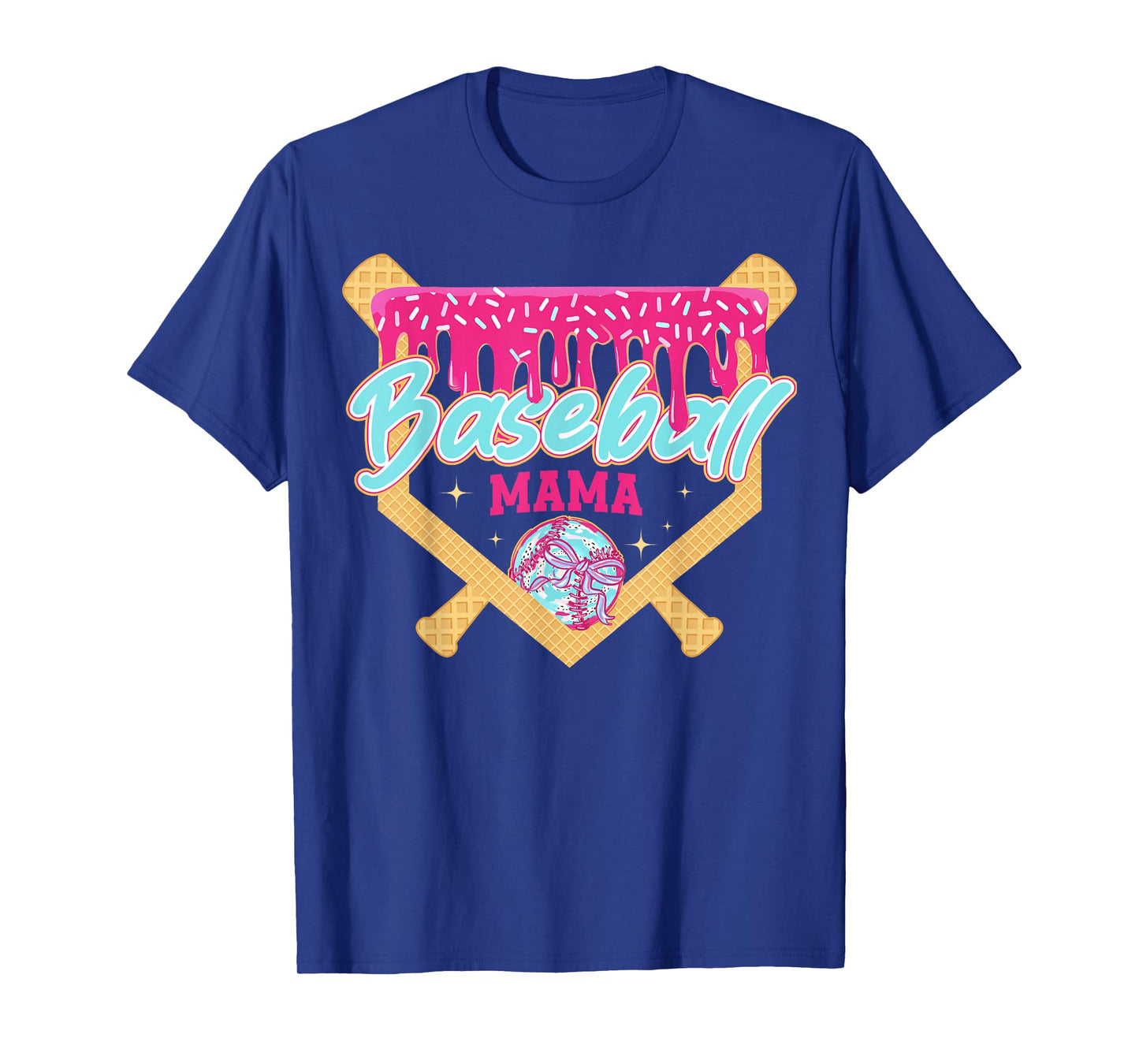 Baseball Mom Drip Ice Cream Baseball Mama Mother's Day T-Shirt