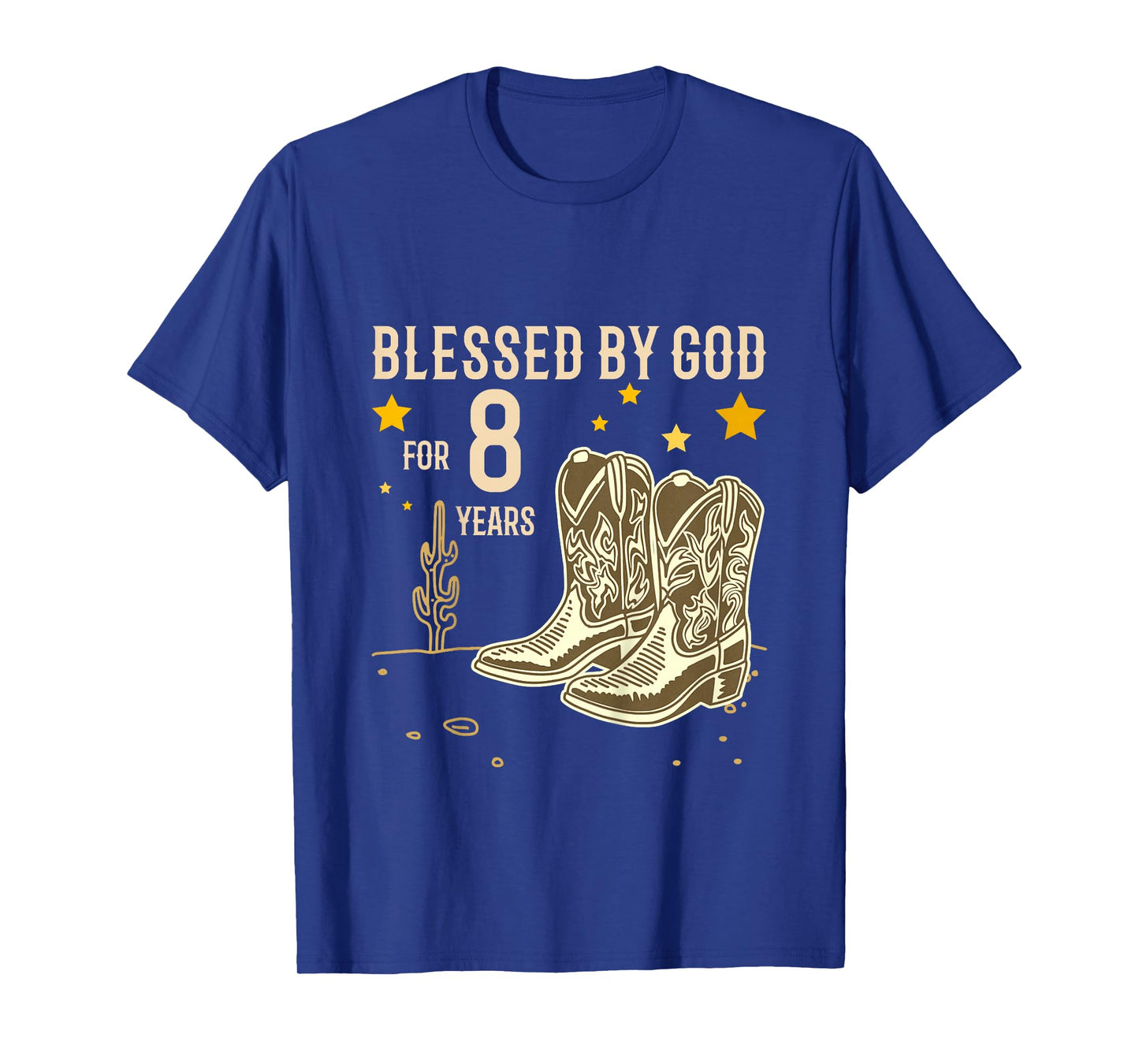 Kids Vintage Blessed by God for 8 Years Cowboy 8th Birthday Boy T-Shirt