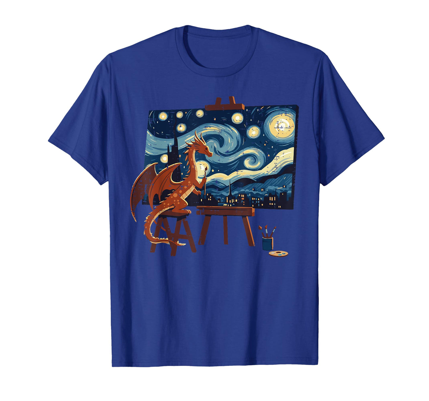 Dragon Painting Starry Night Funny Fantasy Art Men Women Kid T-Shirt