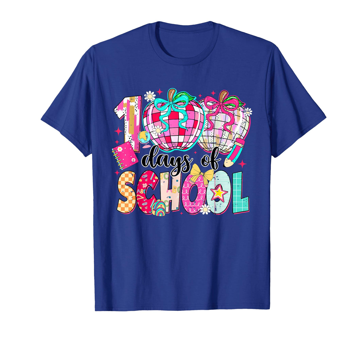 100 Days of School Coquette Disco Ball Teacher Kid 100th Day T-Shirt