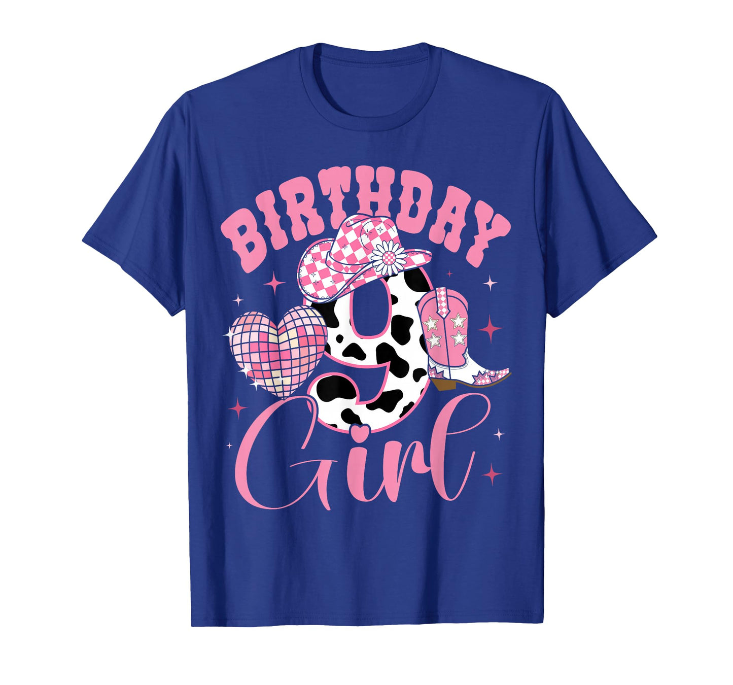 Happy 9th Birthday Girl Outfit Rodeo Western Cowgirl Cowboy T-Shirt