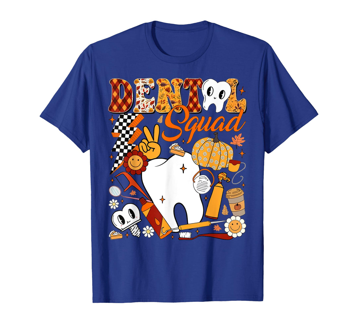 Dental Squad Fall Retro Tooth Dental Life Pumpkin Autumn T-Shirt