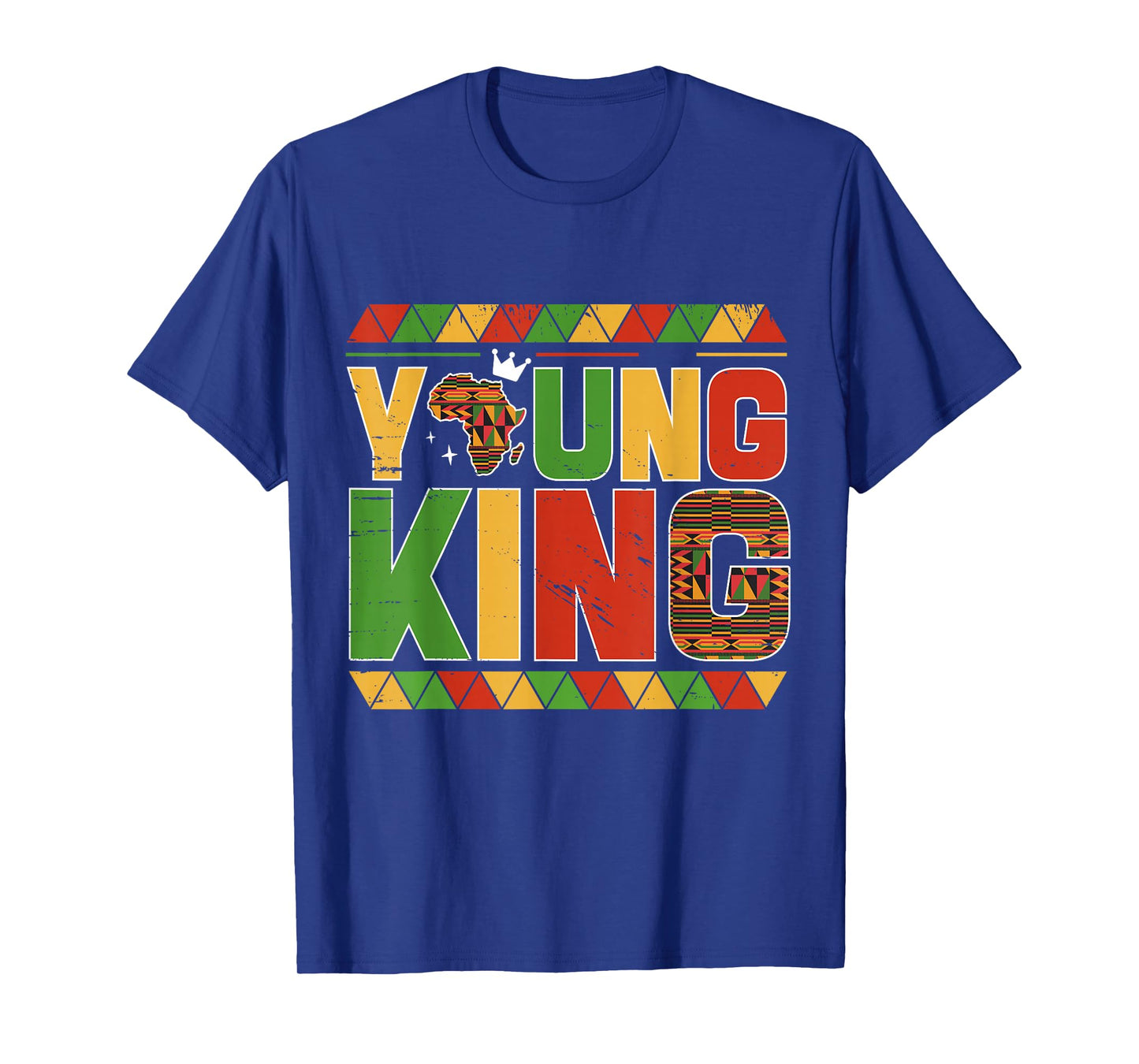 Young King Africa Map Kente Art African American Boys Kids T-Shirt