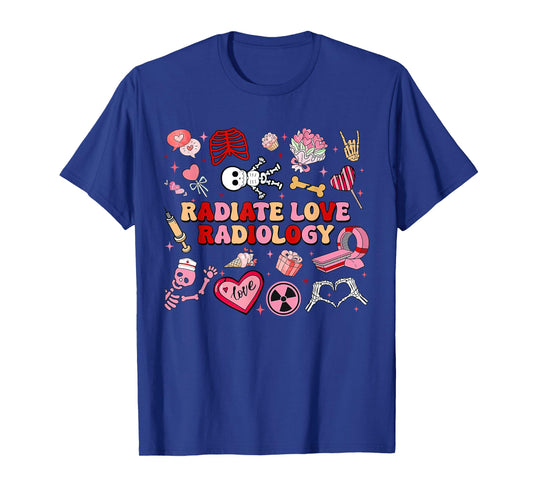 Radiate Love Radiology Valentine X-ray Tech Nuclear Medicine T-Shirt
