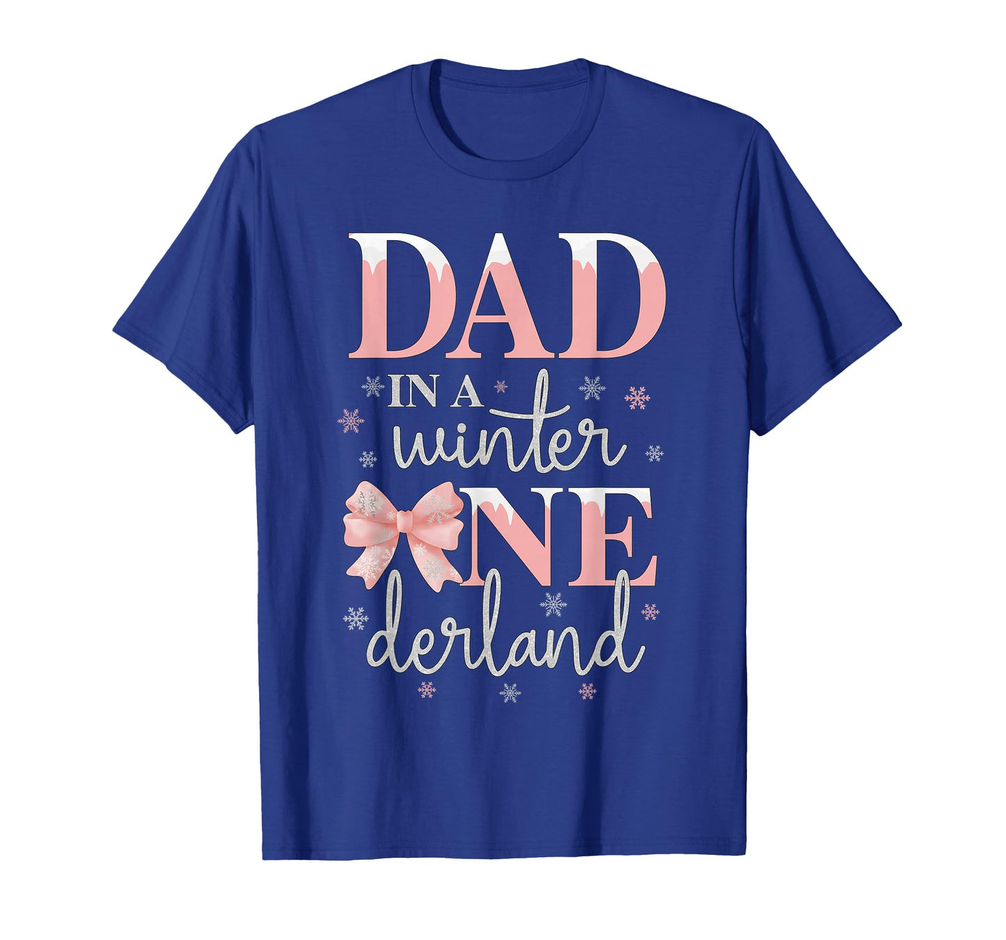 Dad in a Winter Onederland Birthday Girl Bow Snowflake T-Shirt