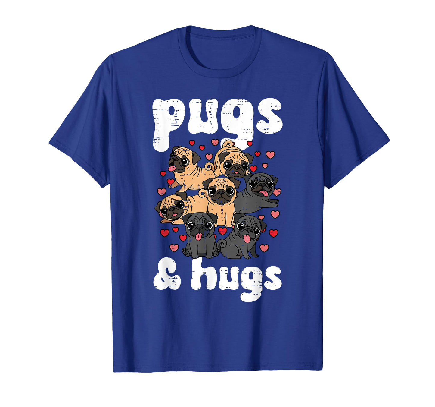 Valentines Day Dog Pug and Hugs Cute Puppy Men Women Kids T-Shirt