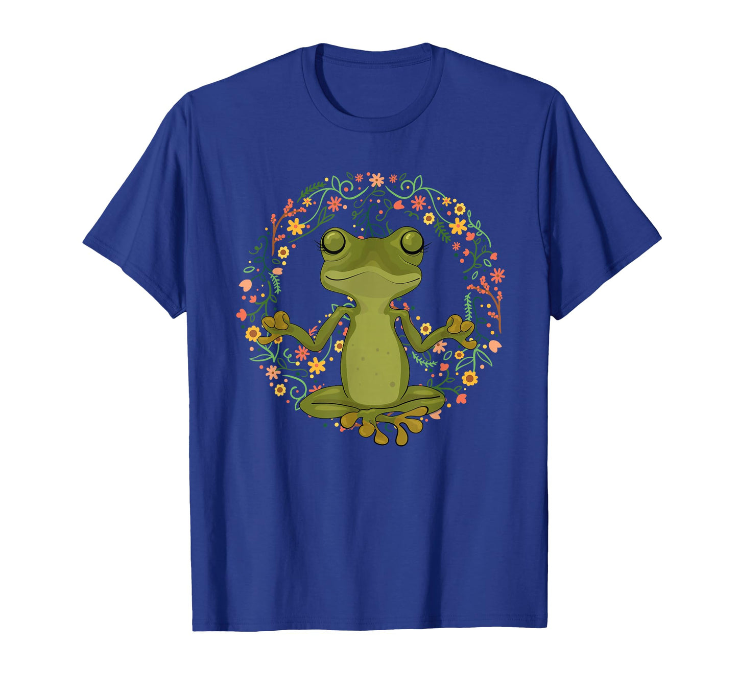 Peace Sign Yoga Frogs Cool Peace Frog Floral T-Shirt