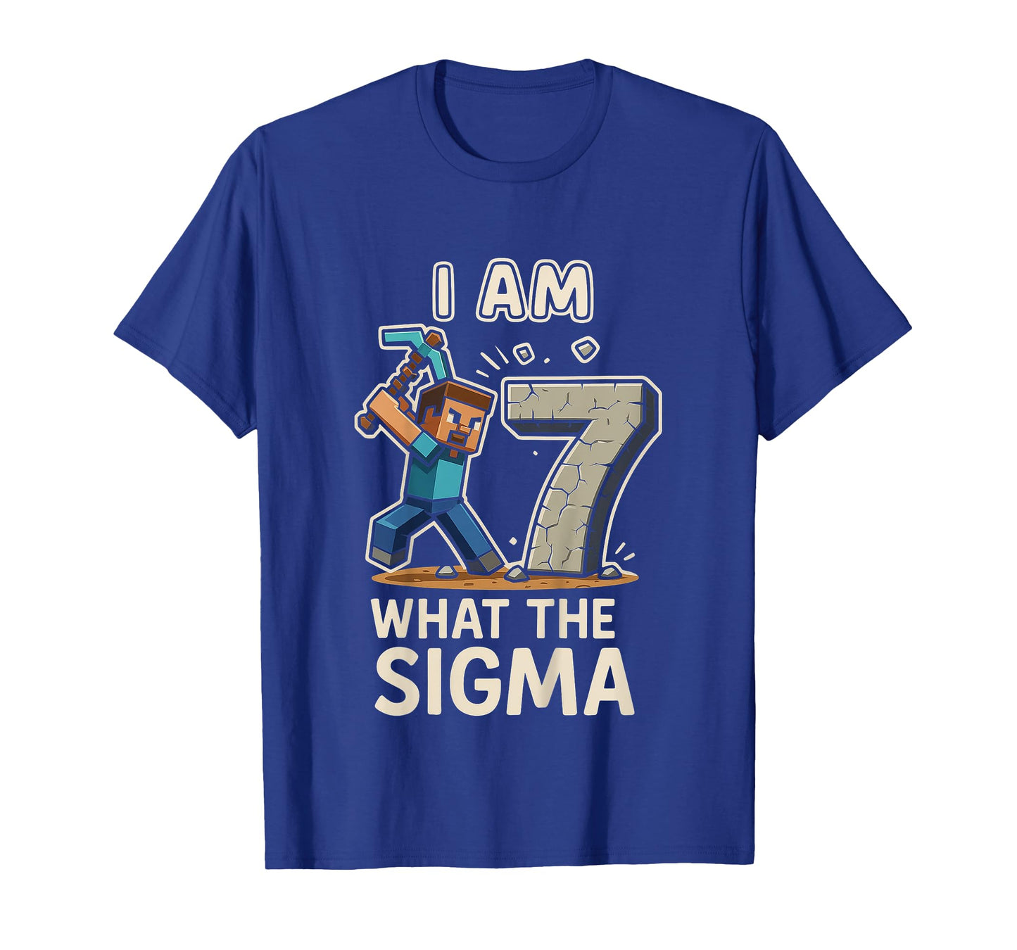 Kids Kids 7 Years Old Sigma Pixel Art Mining Gamer Birthday T-Shirt