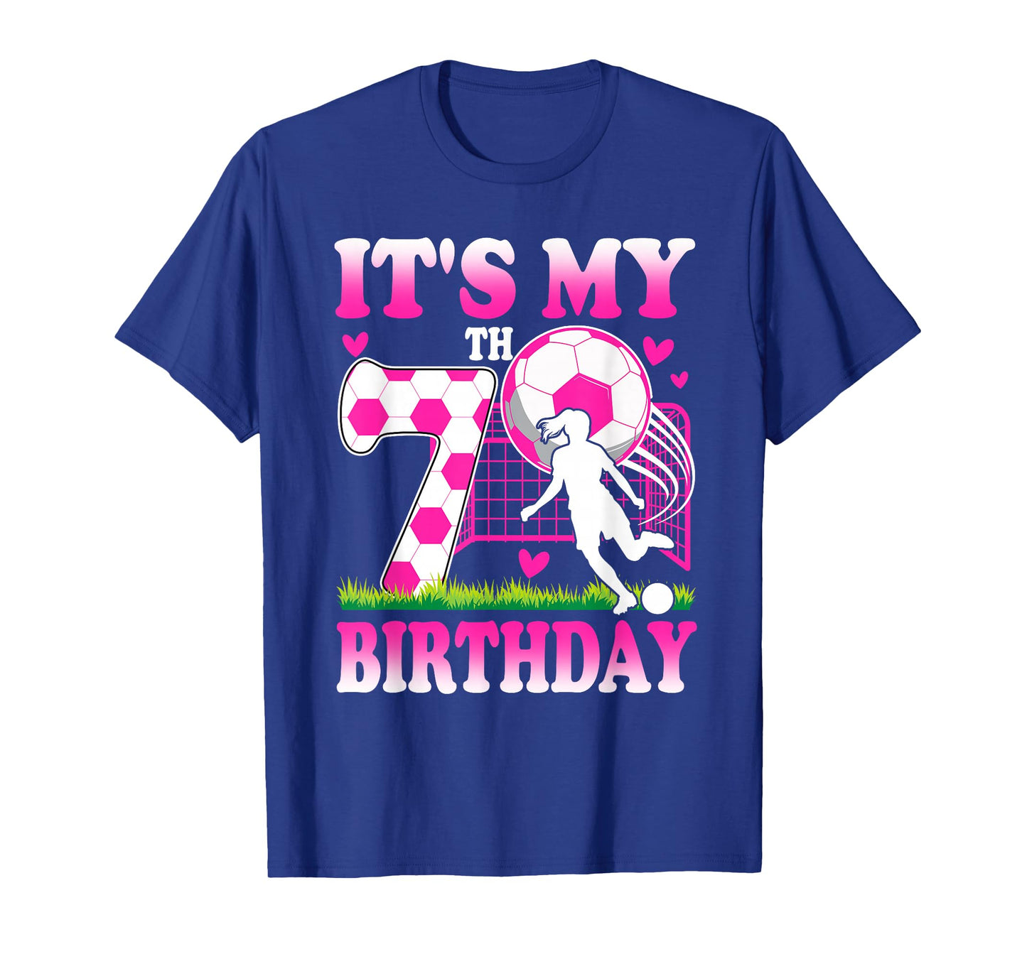 7 Year Old Girl Birthday Soccer Themed Party 7th Birthday T-Shirt