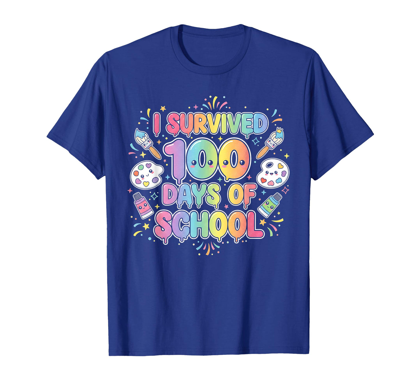 Cute I Survived 100 Days of School Art Teacher Kawaii Paint T-Shirt