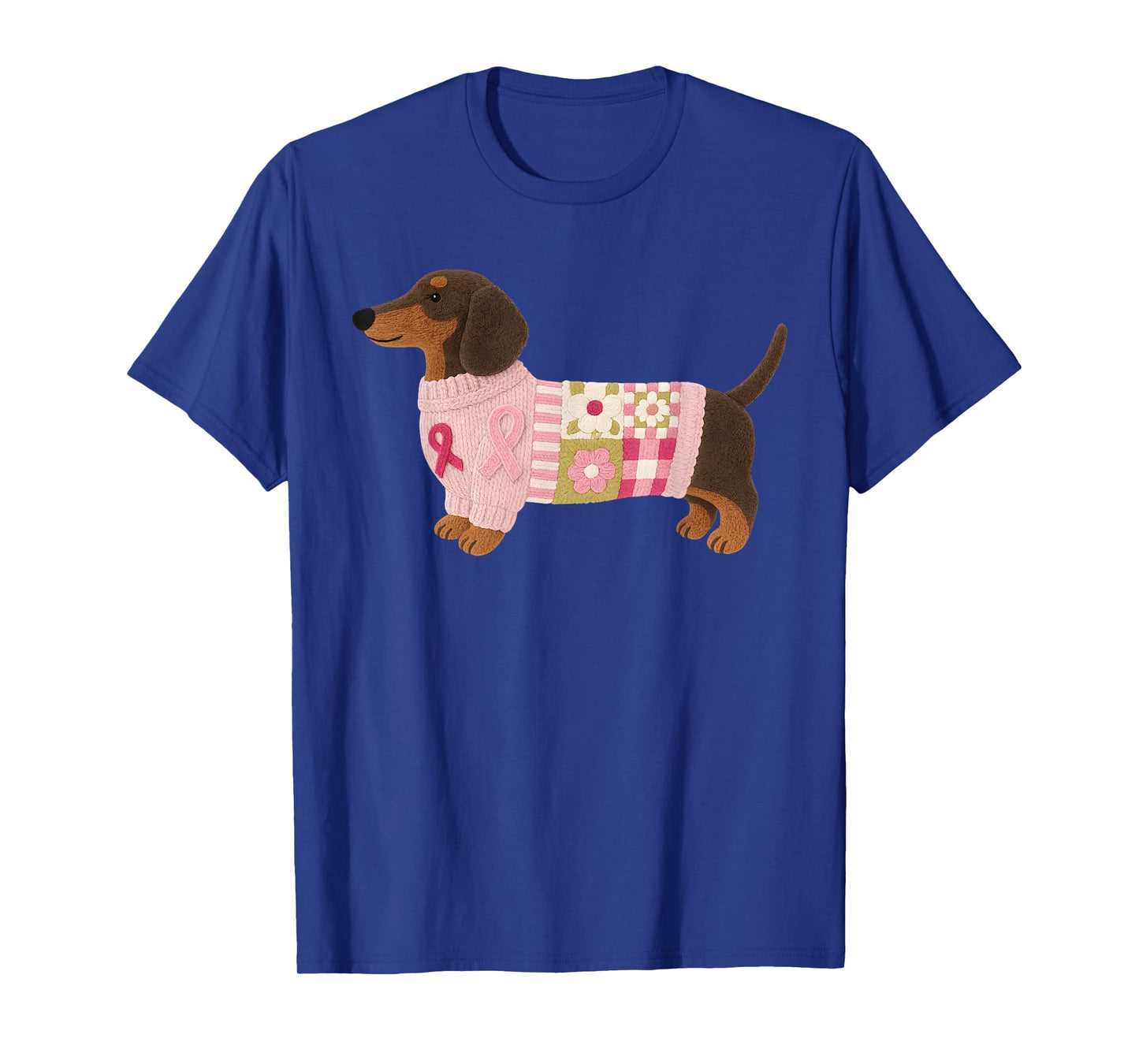 Dachshund Pink Ribbon Breast Cancer Awareness T-Shirt