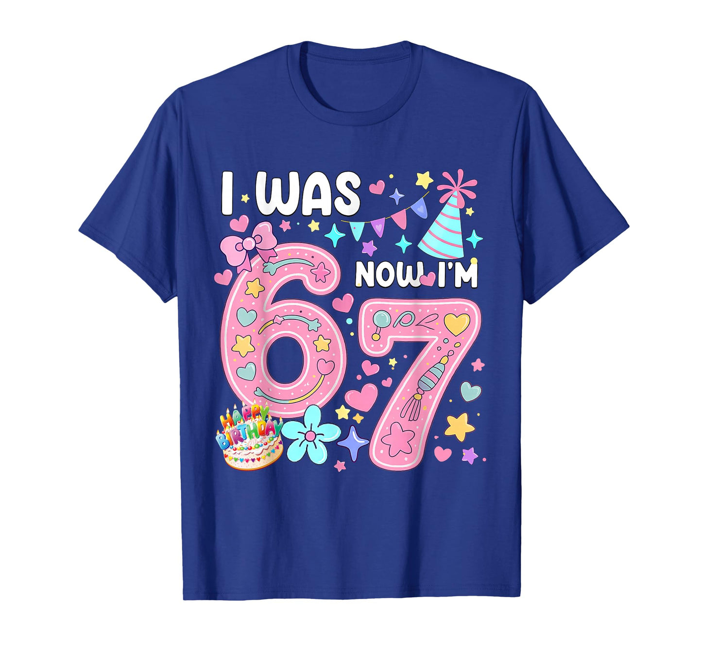 7 Year Old Birthday I was 6 Now I'm 7 67 Meme Funny Kids T-Shirt