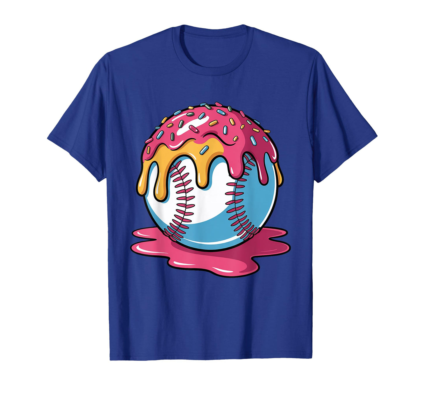 Toddler Boys Baseball Ball Ice Cream Drip Colorful Sprinkles T-Shirt