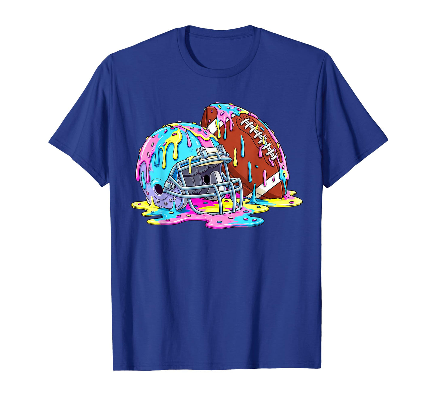 Football Helmet Drip for Boys Kids Youth Dripping Ice Cream T-Shirt