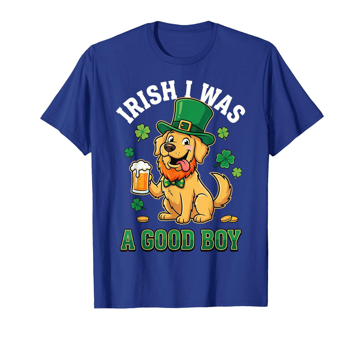 Funny St Patricks Day Golden Retriever Dog Irish Shamrock T-Shirt